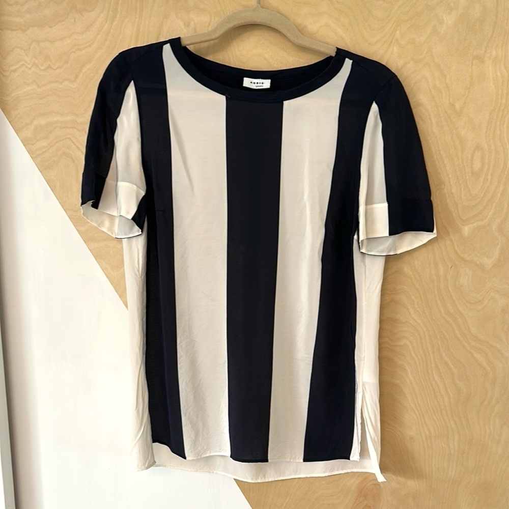 Akris Silk Striped Top, Size 8
